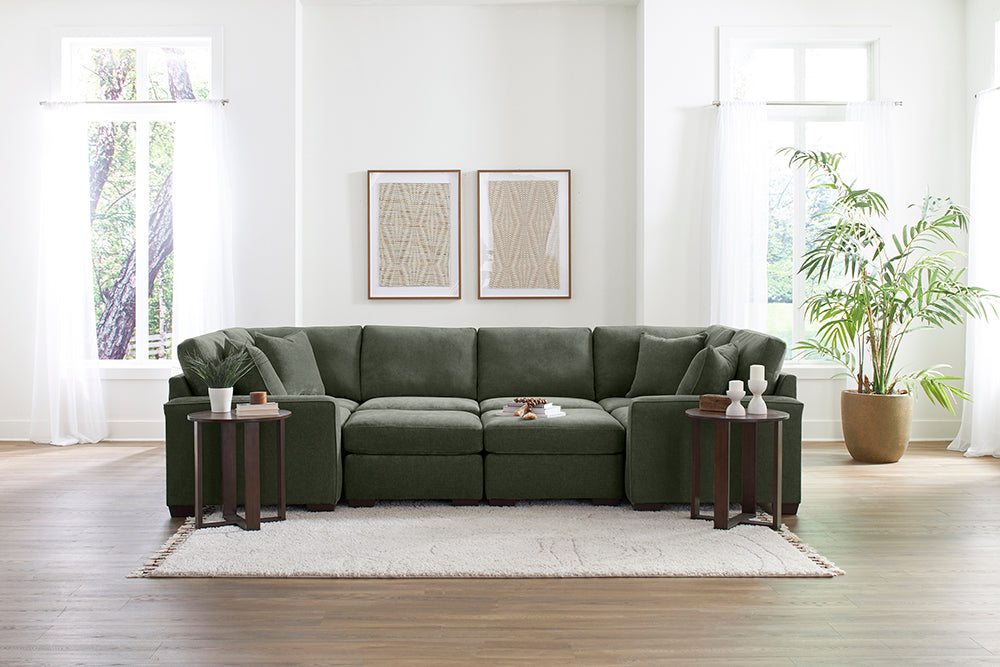 Peak Living - 730 Cardiff Forest U-Shaped Sectional in Green - 73076-4703_73077-4703_73024-4703_73024-4703_73011-4703_73011-4703_73005-4703_73005-4703 view 1