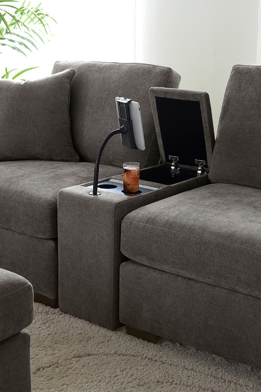 Peak Living - 730 Cardiff Mocha Loveseat w/ Console in Brown - 73076-4705_73077-4705_73018-4705 view 2