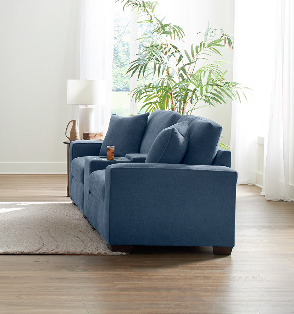 Peak Living - 730 Cardiff Slate Loveseat w/ Console in Blue - 73076-4701_73077-4701_73018-4701 view 1