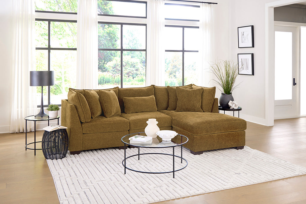 Peak Living - 850 Dino Amber Sofa Chaise in Amber - 85024-4354_85011-4354_85013-4354 view 1