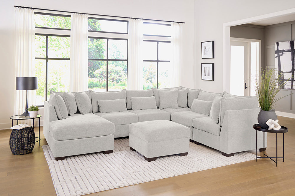 Peak Living - 850 Dino Ivory Sectional w/ LSF Chaise in Ivory - 85012-4353_85011-4353_85011-4353_85011-4353_85024-4353_85024-4353_85006-4353 view 1