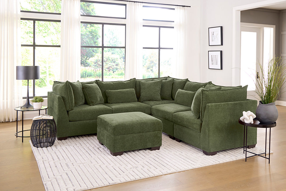 Peak Living - 850 Dino Olive Sectional in Green - 85024-4352_85024-4352_85024-4352_85011-4352_85011-4352_85006-4352 view 1