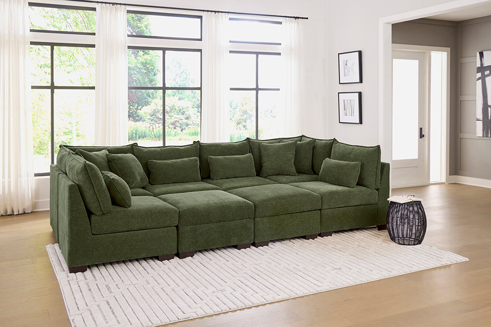 Peak Living - 850 Dino Olive U-Shaped Sectional in Green - 85024-4352_85024-4352_85011-4352_85011-4352_85011-4352_85011-4352_85006-4352_85006-4352 view 1