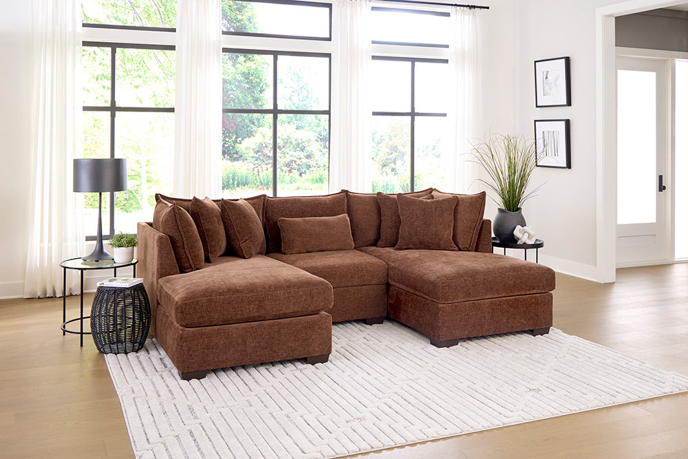 Peak Living - 850 Dino Rust Double Chaise Sectional w/ 1 Armless in Rust - 85013-4351_85012-4351_85011-4351 view 1