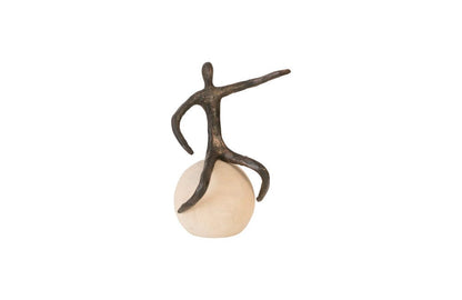 Phillips Collection - Abstract Figure on Bleached Wood Base, Bronze Finish, Extended Straight Arm - TH96037 view 1