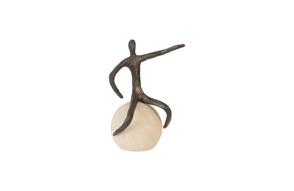 Phillips Collection - Abstract Figure on Bleached Wood Base, Bronze Finish, Extended Straight Arm - TH96037 veiw 1