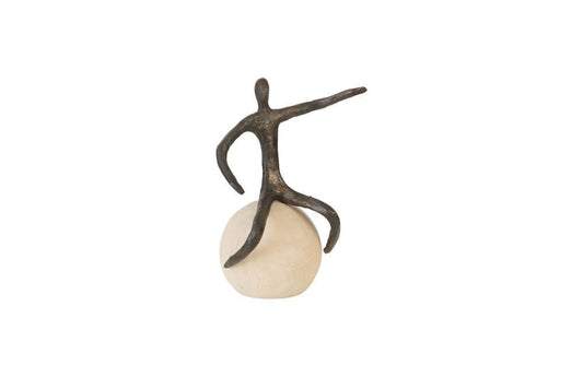 Phillips Collection - Abstract Figure on Bleached Wood Base, Bronze Finish, Extended Straight Arm - TH96037 veiw 1
