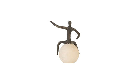 Phillips Collection - Abstract Figure on Bleached Wood Base, Bronze Finish, Extended Straight Arm - TH96037 veiw 2