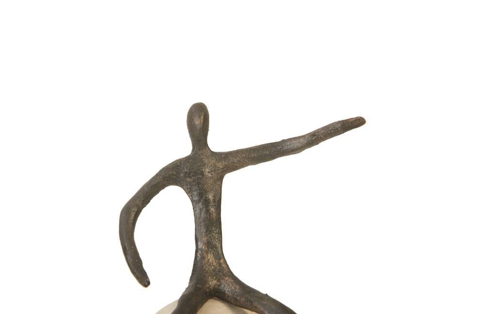 Phillips Collection - Abstract Figure on Bleached Wood Base, Bronze Finish, Extended Straight Arm - TH96037 veiw 3