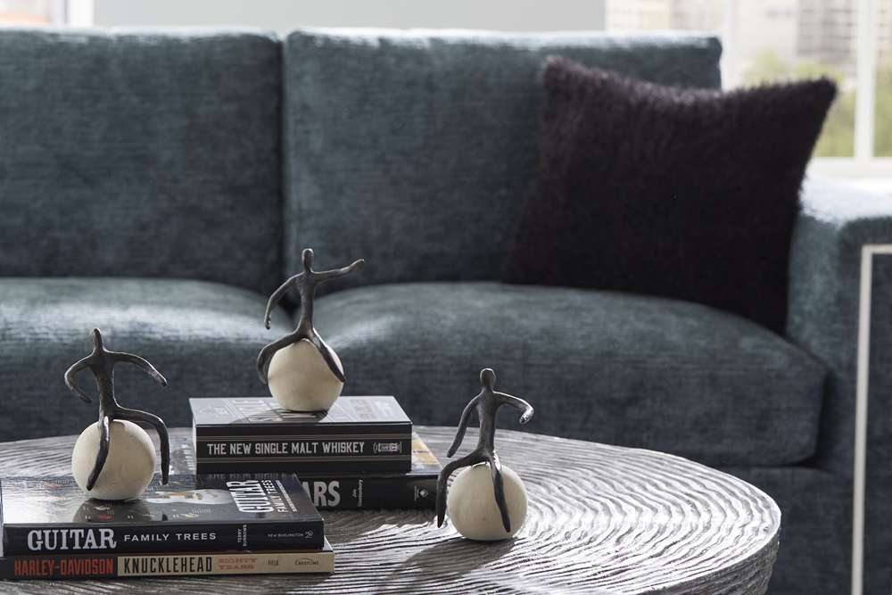 Phillips Collection - Abstract Figure on Bleached Wood Base, Bronze Finish, Extended Straight Arm - TH96037 veiw 4