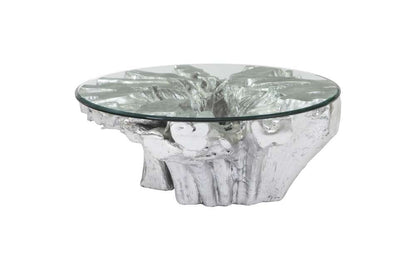 Phillips Collection - Abyss Cast Root Coffee Table With Glass, Silver Leaf - PH67967 veiw 1