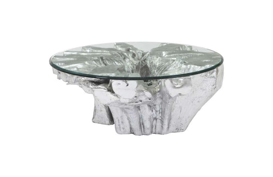 Phillips Collection - Abyss Cast Root Coffee Table With Glass, Silver Leaf - PH67967 veiw 1