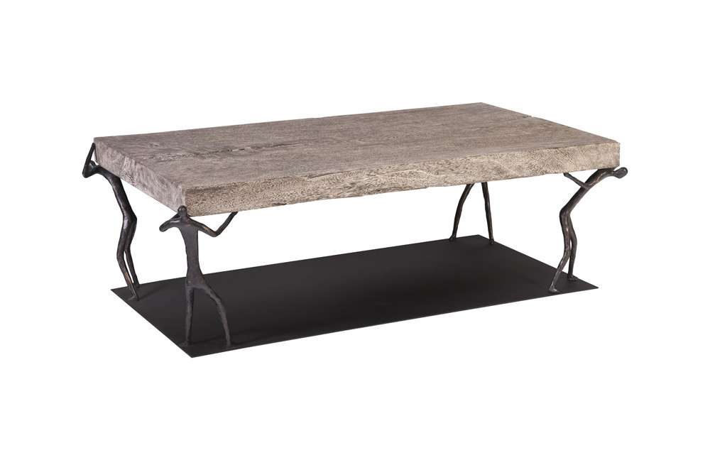 Phillips Collection - Atlas Coffee Table, Chamcha Wood, Gray Stone Finish, Metal - TH100838 veiw 1