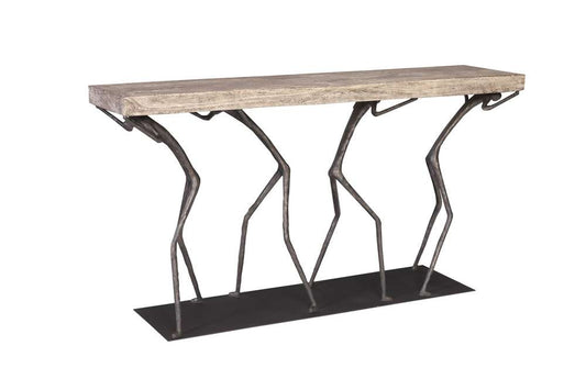 Phillips Collection - Atlas Console Table, Chamcha Wood, Gray Stone Finish, Metal - TH101826 veiw 1