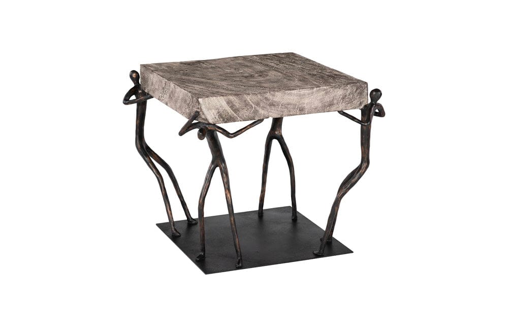 Phillips Collection - Atlas Side Table, Chamcha Wood, Gray Stone Finish, Metal - TH100837 view 1
