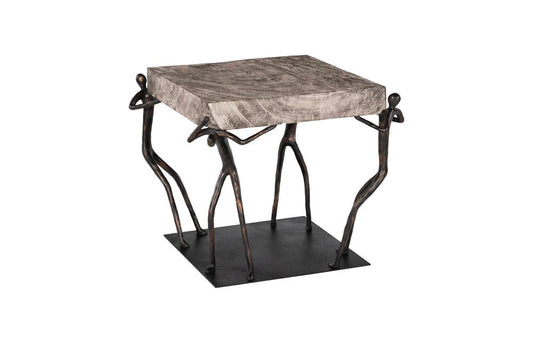 Phillips Collection - Atlas Side Table, Chamcha Wood, Gray Stone Finish, Metal - TH100837 view 1