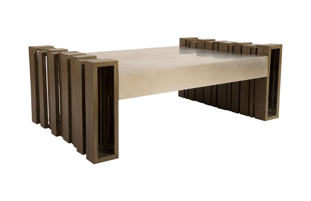 Phillips Collection - Barcode Coffee Table, Mahogany, Stainless Steel - PH76981 veiw 1