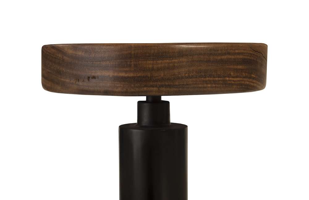 Phillips Collection - Black Iron Bar Stool, Swivel Seat, Natural - TH94610 veiw 3