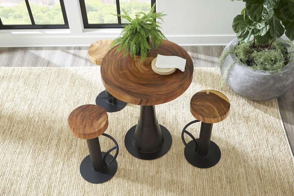 Phillips Collection - Black Iron Bar Stool, Swivel Seat, Natural - TH94610 veiw 5