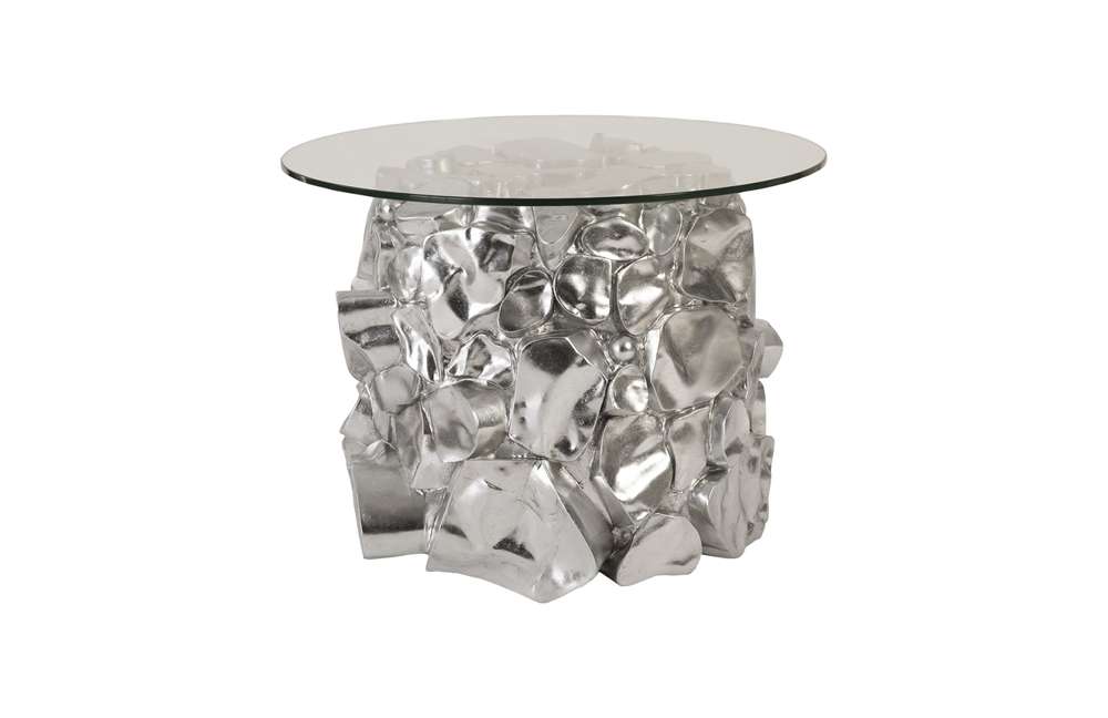 Phillips Collection - Cairn Side Table, Resin, Silver Leaf - PH88067 veiw 1