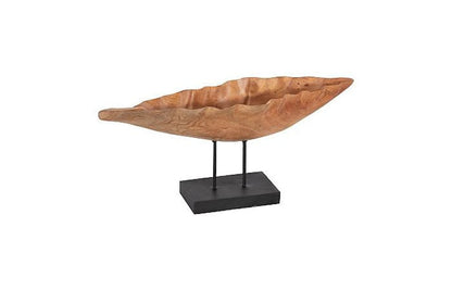 Phillips Collection - Carved Leaf Sculpture on Stand, Mahogany - ID83700 view 1