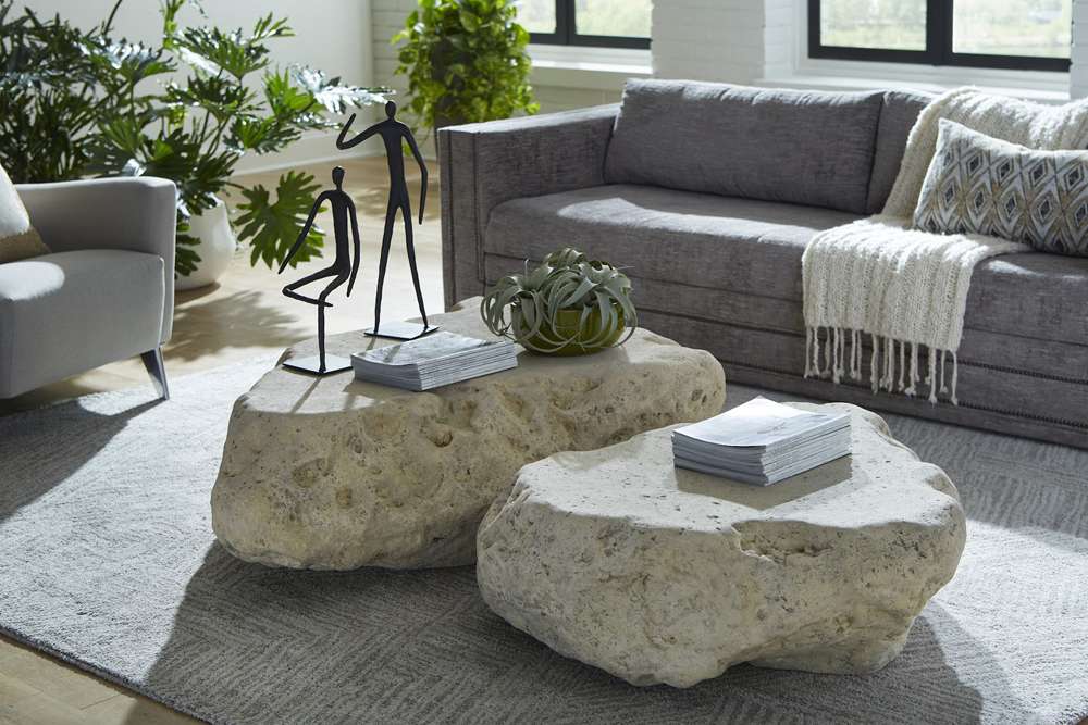 Phillips Collection - Cast Boulder Coffee Table Roman Stone, LG - PH104326 veiw 6