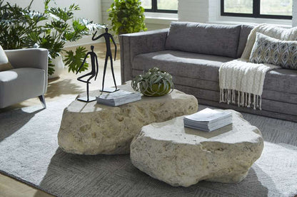 Phillips Collection - Cast Boulder Coffee Table, Roman Stone, SM - PH104327 veiw 6