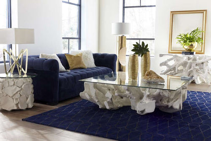 Phillips Collection - Cast Root Coffee Table, White Stone, With Glass - PH87195 veiw 4