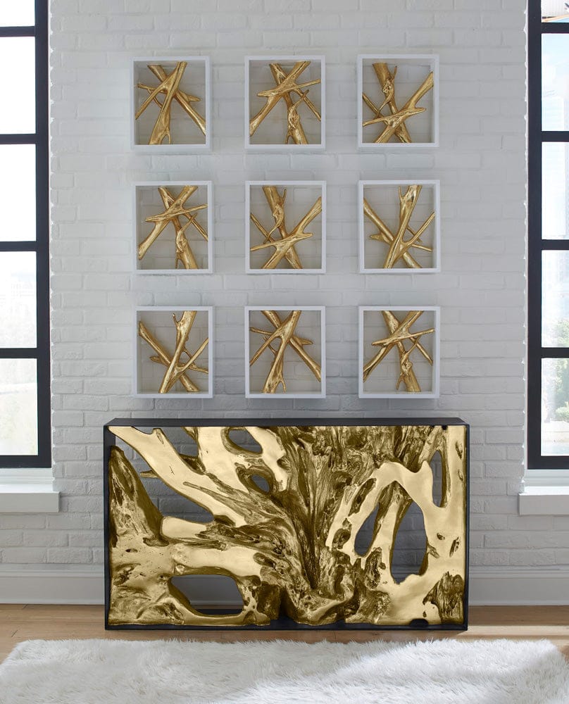 Phillips Collection - Cast Root Metal Framed Console Table, Resin, Gold Leaf, SM - PH106037 view 3