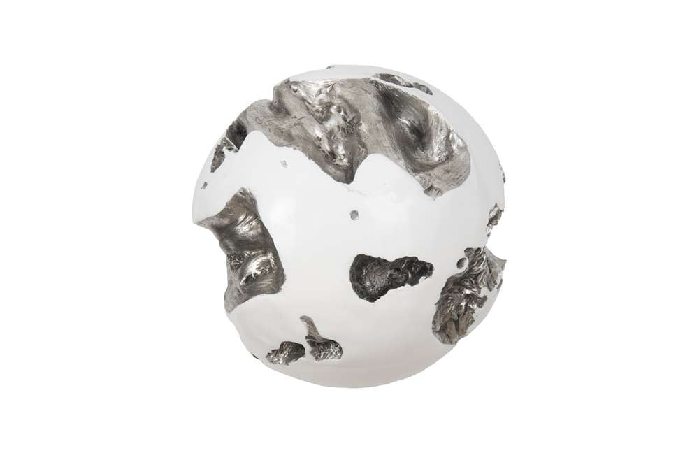 Phillips Collection - Cast Root Wall Ball, Silver Leaf, White, LG - PH67518 veiw 2