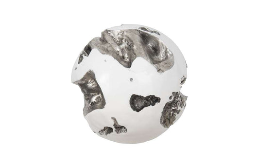 Phillips Collection - Cast Root Wall Ball, Silver Leaf, White, LG - PH67518 veiw 2