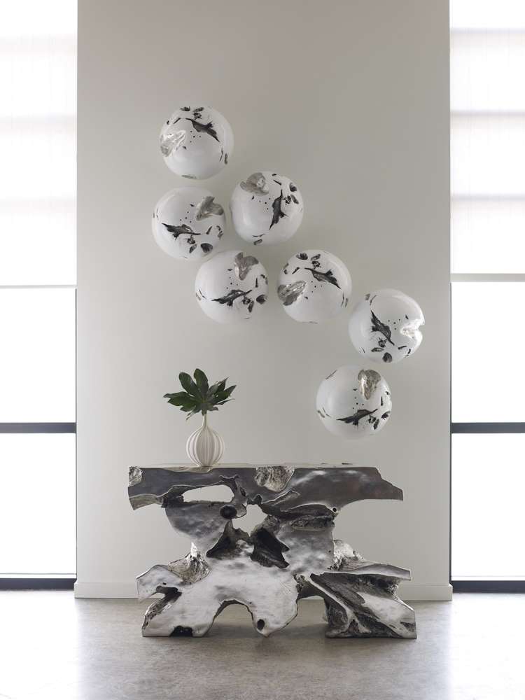 Phillips Collection - Cast Root Wall Ball, Silver Leaf, White, LG - PH67518 veiw 3