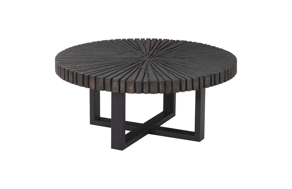Phillips Collection - Chainsaw Coffee Table, Round, Black Iron Cross Base, Black/Copper - TH103560 veiw 1