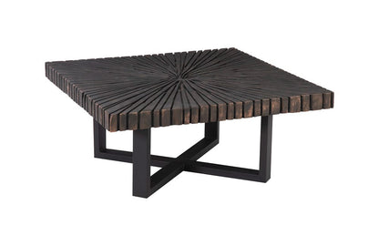 Phillips Collection - Chainsaw Coffee Table, Square, Black Iron Cross Base, Black/Copper - TH103559 view 1