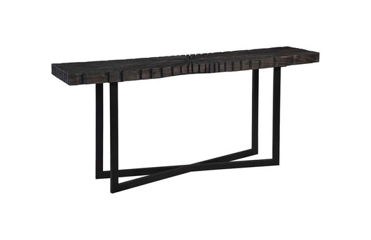Phillips Collection - Chainsaw Console Table, Burnt Black, Black Iron Cross Base - TH103558 veiw 1