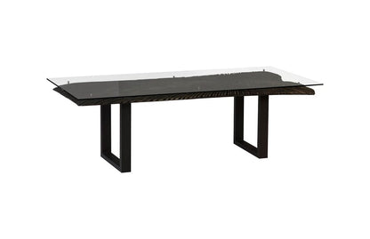 Phillips Collection - Chainsaw Dining Table with Glass, Burnt Black, Black Iron U Legs - TH97704 view 1