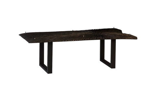 Phillips Collection - Chainsaw Dining Table with Glass, Burnt Black, Black Iron U Legs - TH97704 view 2