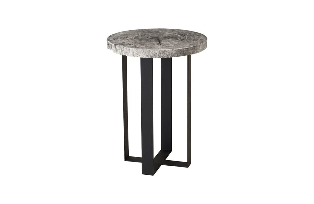 Phillips Collection - Chuleta Bar Table on Black Metal Base, Chamcha Wood, Gray Stone - TH97701 view 1