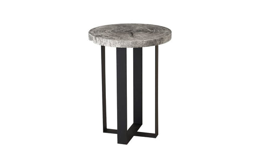 Phillips Collection - Chuleta Bar Table on Black Metal Base, Chamcha Wood, Gray Stone - TH97701 view 1
