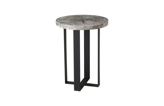Phillips Collection - Chuleta Bar Table on Black Metal Base, Chamcha Wood, Gray Stone - TH97701 veiw 1