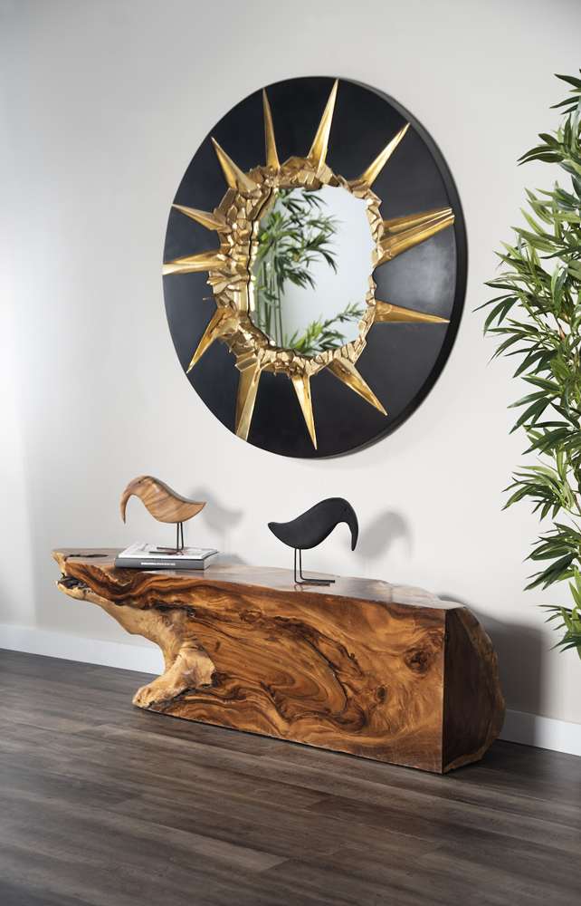 Phillips Collection - Circular Cracked Mirror, Black & Gold - PH104346 veiw 4