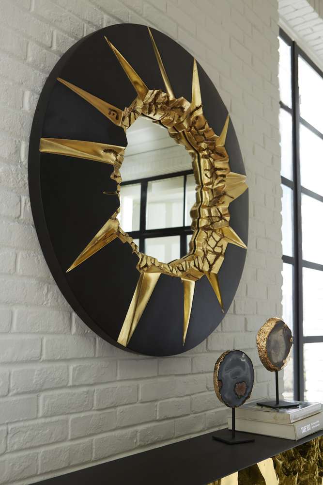 Phillips Collection - Circular Cracked Mirror, Black & Gold - PH104346 veiw 5