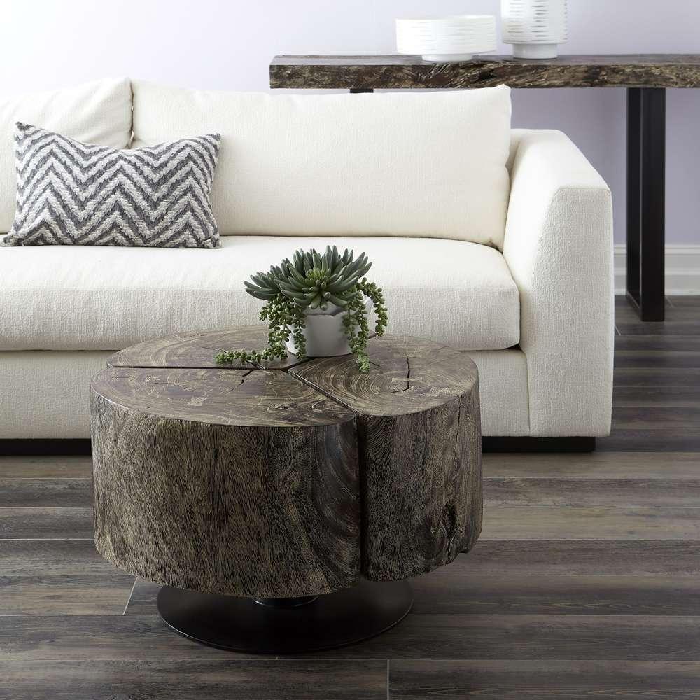 Phillips Collection - Clover Coffee Table, Chamcha Wood, Gray Stone Finish, Metal Base - TH93173 veiw 5
