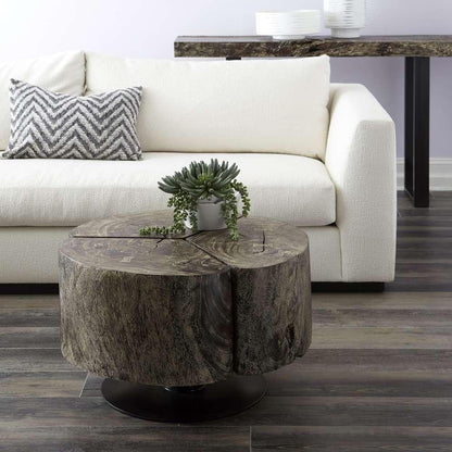 Phillips Collection - Clover Coffee Table, Chamcha Wood, Gray Stone Finish, Metal Base - TH93173 veiw 5
