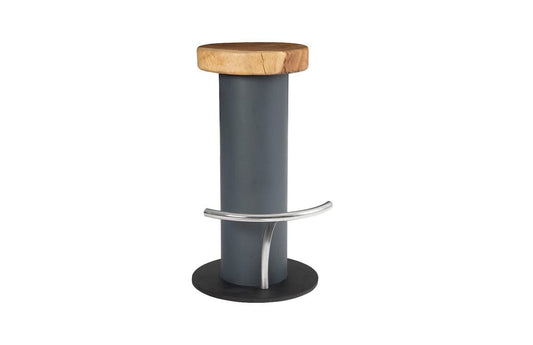 Phillips Collection - Concrete Bar Stool, Chamcha Wood Top, Stainless Steel Footrest - TH78368 view 1