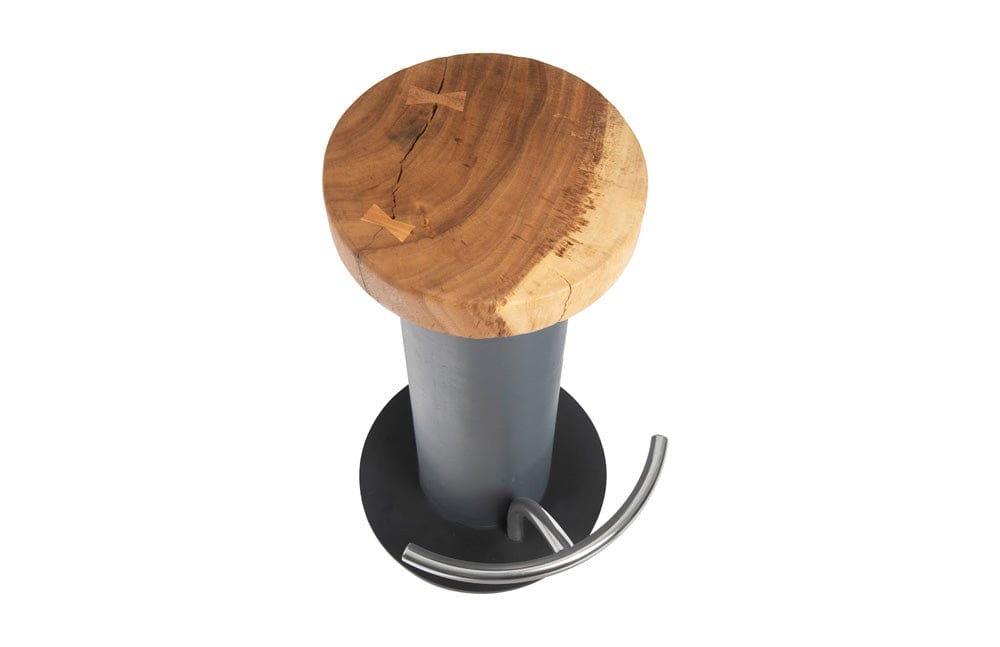 Phillips Collection - Concrete Bar Stool, Chamcha Wood Top, Stainless Steel Footrest - TH78368 view 3