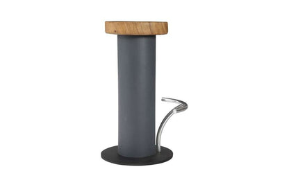 Phillips Collection - Concrete Bar Stool, Chamcha Wood Top, Stainless Steel Footrest - TH78368 veiw 2
