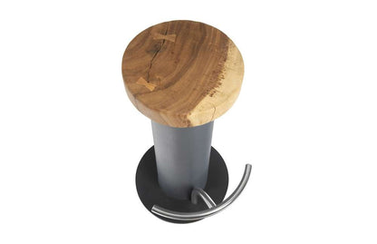 Phillips Collection - Concrete Bar Stool, Chamcha Wood Top, Stainless Steel Footrest - TH78368 veiw 3