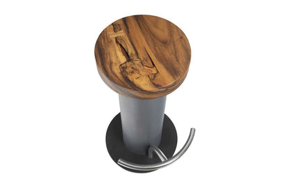 Phillips Collection - Concrete Bar Stool, Chamcha Wood Top, Stainless Steel Footrest - TH78368 veiw 4