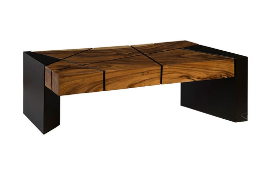 Phillips Collection - Criss Cross Coffee Table on Black Iron Legs, Chamcha Wood - TH84117 view 1